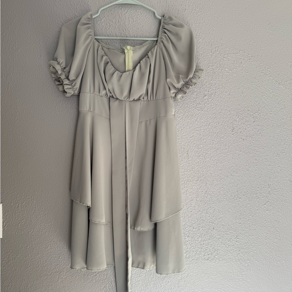 Elegant Sage green Short Sleeve Dress